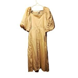 Polygram cream puff sleeve coquette midi dress size 2xl